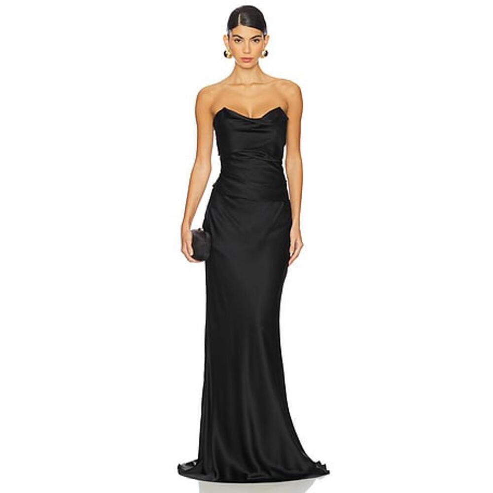 Elegant Black Strapless Evening Gown